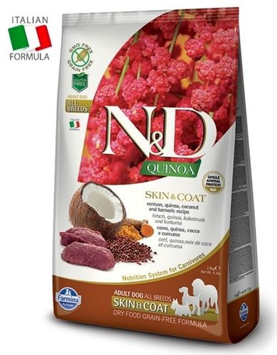 N&D Venison-Quinoa (Peura-Kvinoa) Skin & Coat viljaton koiran täysravinto 7 kg