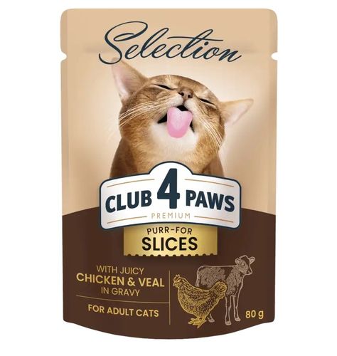 Club4Paws Chicken & Veal in gravy kissan annosateria (märkä) 80 g.